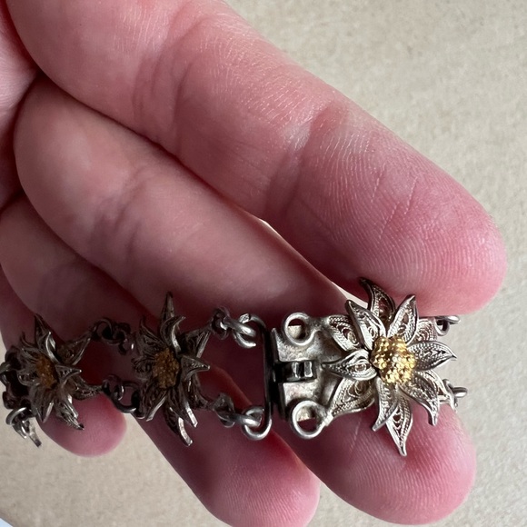 Antique Edelweiss Filigree Bracelet - Picture 4 of 10